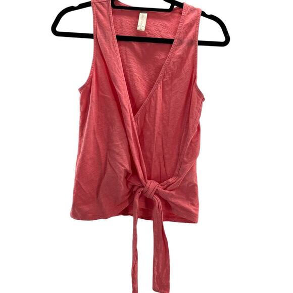 Altar'd State Sugar Coral Plunge V Neck Sleeveless Top with Tie Front S XS - Picture 1 of 6